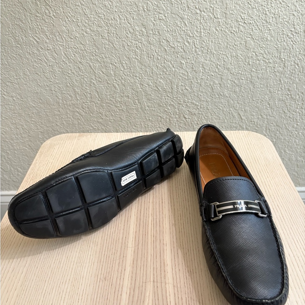 Prada Men's Elegant Black Slip-On Loafers - Picture 2 of 2